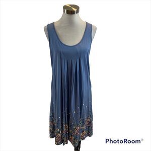 BeachTime Sleeveless Blue Floral Print Bathing‎ Suit Cover Up Size 10